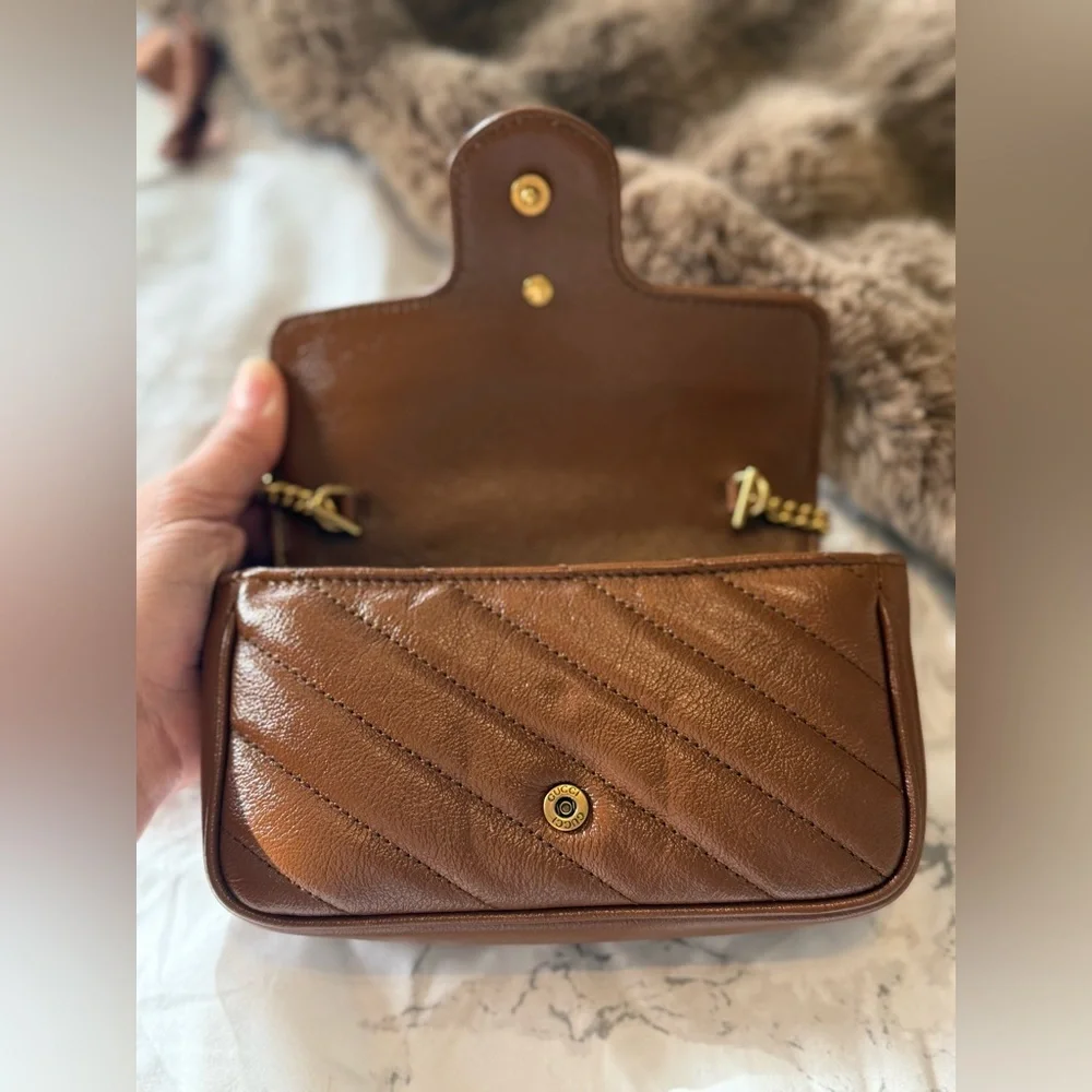 ❌❌SOLD ON FB❌❌🎀New Gucci Brown Super Mini Marmont 🎀 - Picture 8 of 12